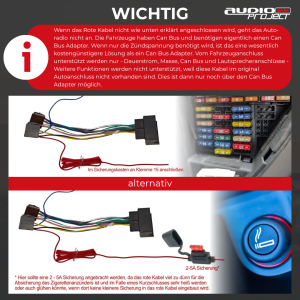 Audioproject A110 Radioblende Set Doppel DIN ISO für VW Golf Skoda Seat Radioadapter Antennenadapter Entriegelung Autoradio Einbaurahmen