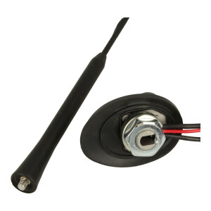 Audioproject A285 Autoantenne 24cm Fuß 5m Kabel AM FM UKW 16V Verstärker Stromkabel Kurzstab Dachantenne Universal Autoradio