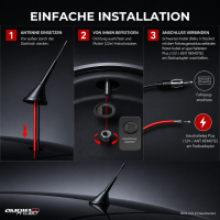 Audioproject A285 Autoantenne 24cm Fuß 5m Kabel AM FM UKW 16V Verstärker Stromkabel Kurzstab Dachantenne Universal Autoradio