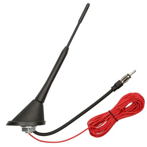 Hochflexible Universal Gummi Antenne AM/FM UKW ca. 1,3m Kabel DIN+ISO