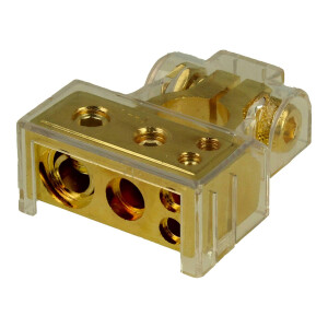 Audioproject A351 Batterie Terminal Set Gold Plus und Minus Pol für 10 + 20 q-mm Stromkabel Autoradio Verstärker Subwoofer