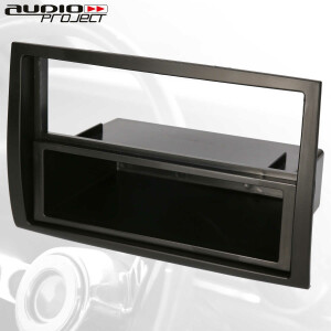 Audioproject A377 Radioblende 1 DIN für FIAT Ducato Citroen Jumper Peugeot Boxer ab 2006 Ablage Fach Autoradio Einbaurahmen Blende schwarz