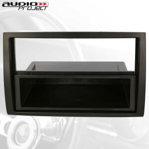 Audioproject A377 Radioblende 1 DIN für FIAT Ducato Citroen Jumper Peugeot Boxer ab 2006 Ablage Fach Autoradio Einbaurahmen Blende schwarz