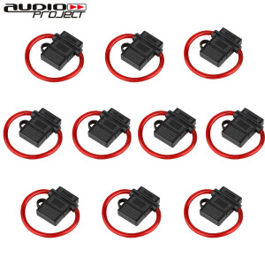 Audioproject A211-20 - 10 Stück SET Auto Sicherungshalter ATC max 40A mit 6mm² 10GA Kabel Spritzwasser geschützt - Extra Dickes Kabel - für Flachsicherung