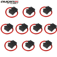 Audioproject A211-20 - 10 Stück SET Auto Sicherungshalter ATC max 40A mit 6mm² 10GA Kabel Spritzwasser geschützt - Extra Dickes Kabel - für Flachsicherung