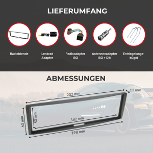 Audioproject A258-40 - Autoradio Radioblende SET 1 DIN für Renault Megane II Modus - Lenkradfernbedienung Antennenadapter Einbaurahmen Lenkradadapter für Pioneer Kenwood China Radio u.a.schwarz