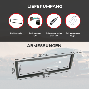 Audioproject A258-10 - Autoradio Radioblende SET 1 DIN für Renault Megane II Scenic II Modus Clio III Grandtour - Radioadapter Antennenadapter schwarz