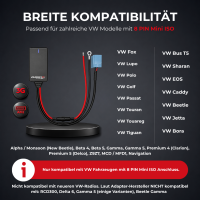 Audioproject UNI A500.1-20-2 - AUX Bluetooth Adapter für VW Autoradio 8 PIN Mini ISO