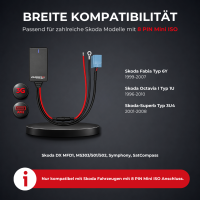 Audioproject UNI A500.1-20-3 - AUX Bluetooth Adapter für Skoda Autoradio 8 PIN Mini ISO