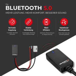 Audioproject UNI A500.1-30-3 - AUX Bluetooth Adapter für Skoda Autoradio 12 PIN Quadlock Weiß