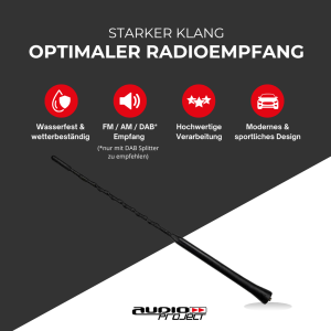 Audioproject A103 Autoantenne 28cm Antennenstab Dachantenne Autoradio AM FM M4 5 6 Adapter