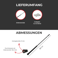 Audioproject A103 Autoantenne 28cm Antennenstab Dachantenne Autoradio AM FM M4 5 6 Adapter