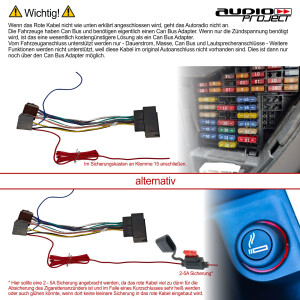 Audioproject A162 Radioadapter SET Quadlock für VW Audi Skoda Seat Golf 5 6 + Antennenadapter Fakra - ISO Phantomeinspeisung Autoradio