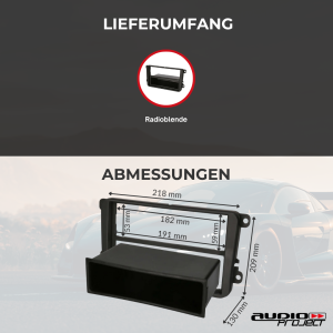 Audioproject A171 Radioblende Doppel DIN 2 DIN für VW Golf 5 6 Touran Passat Caddy EOS Skoda Octavia mit Fach Autoradio Einbaurahmen schwarz