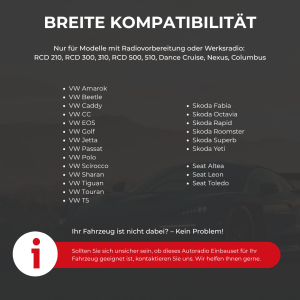 Audioproject A171 Radioblende Doppel DIN 2 DIN für VW Golf 5 6 Touran Passat Caddy EOS Skoda Octavia mit Fach Autoradio Einbaurahmen schwarz